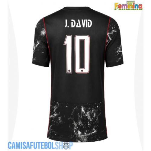 Camisa de time de futebol Canadá Jonathan David #10 Replicas 2º Equipamento Feminina Mundo 2026 Manga Curta